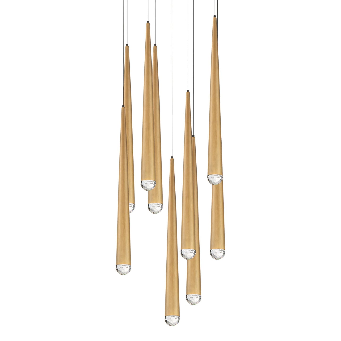 Cascade 9 Light 17" Wide LED Suspended Multi Light Pendant with K-2 Hand Cut Clear Crystal Shades