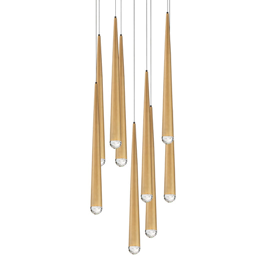 Cascade 9 Light 17" Wide LED Suspended Multi Light Pendant with K-2 Hand Cut Clear Crystal Shades