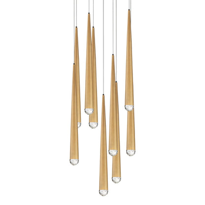 Modern Forms Cascade 9 Light 17" Wide LED Suspended Multi Light Pendant with K-2 Hand Cut Clear Crystal Shades