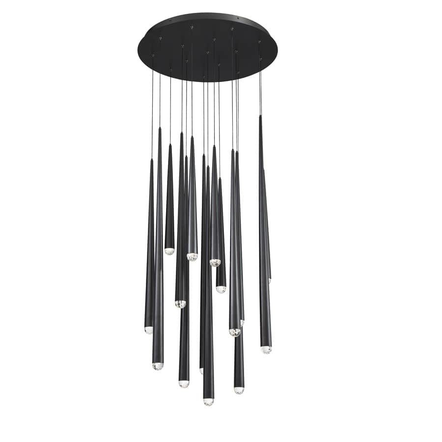 Cascade 15 Light 23" Wide LED Suspended Multi Light Pendant with K-2 Hand Cut Clear Crystal Shades
