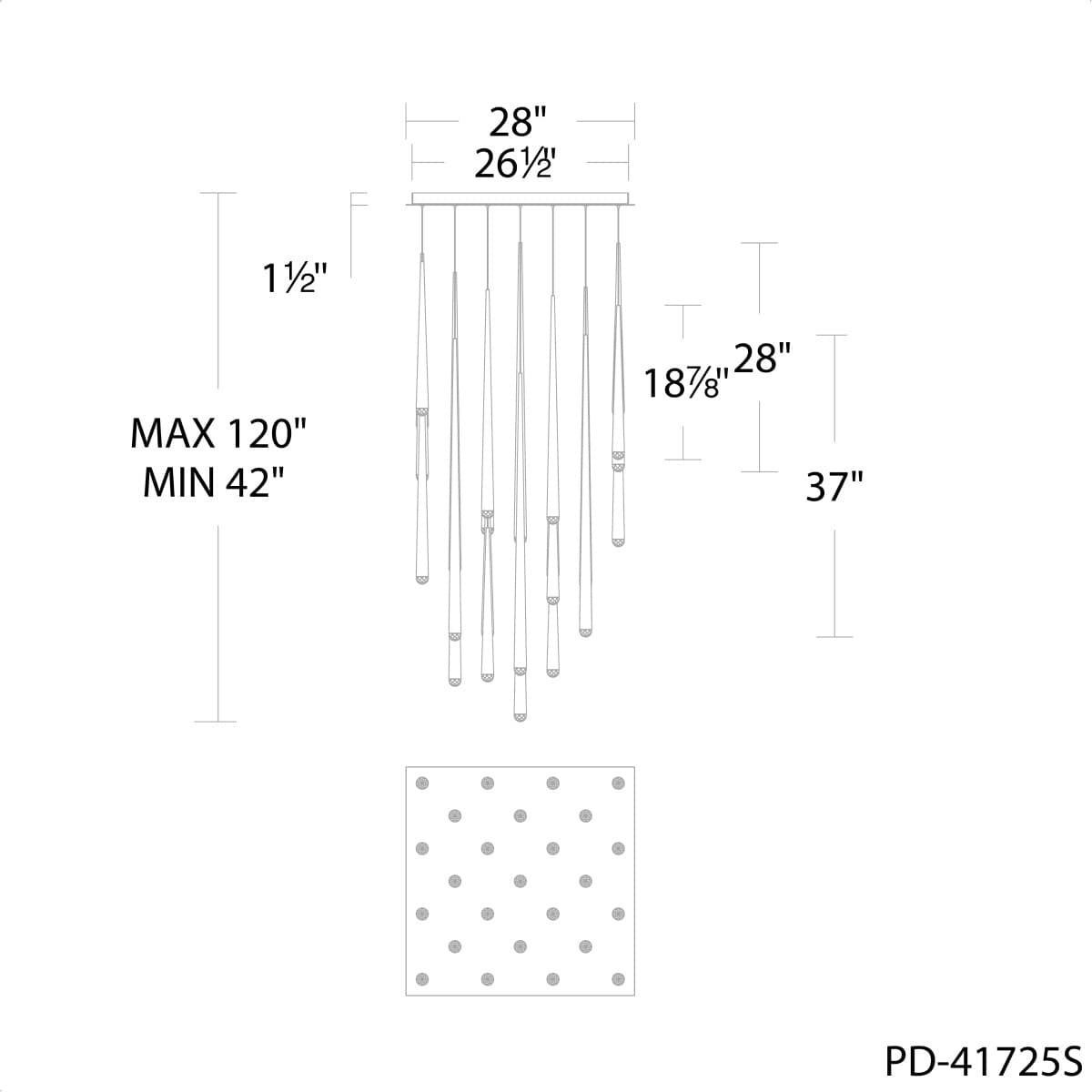 Cascade 25 Light 28" Wide LED Crystal Multi Light Pendant