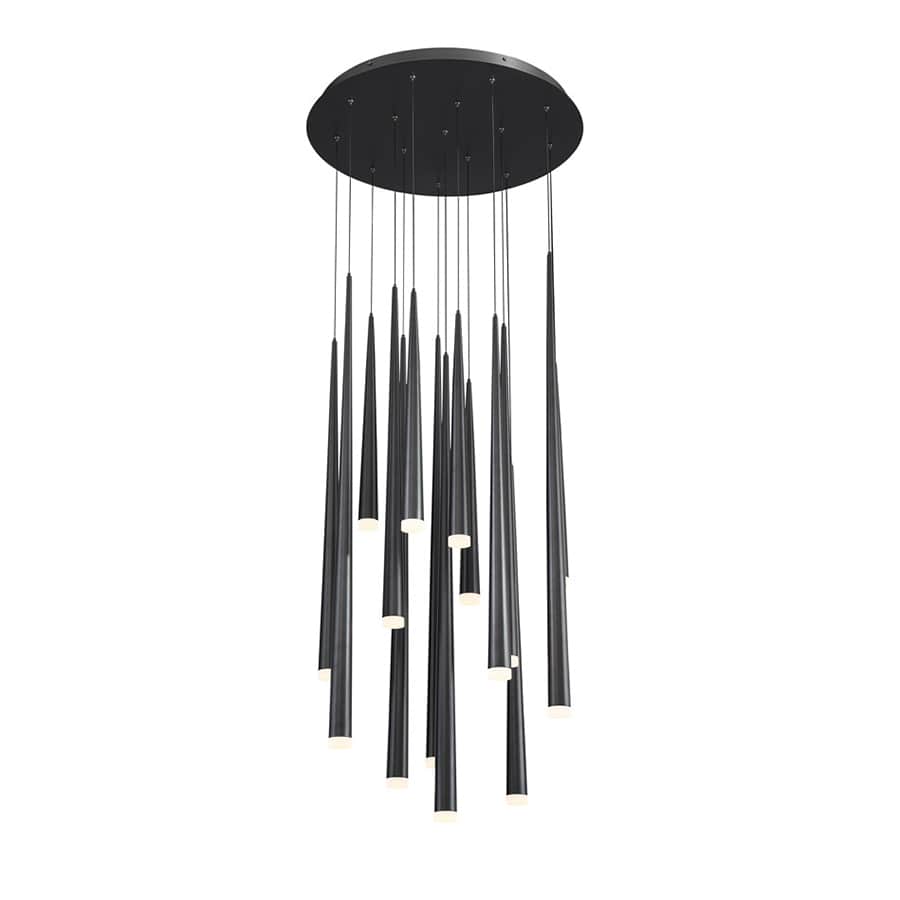 Cascade 15 Light 23" Wide LED Crystal Multi Light Pendant with Frosted Glass Endcap Shades