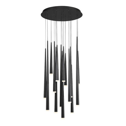 Cascade 15 Light 23" Wide LED Crystal Multi Light Pendant with Frosted Glass Endcap Shades