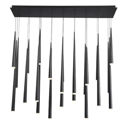 Modern Forms Cascade 23 Light 54" Wide LED Crystal Linear Multi Light Pendant with Frosted Glass Endcap Shades
