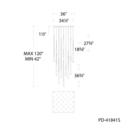 Cascade 41 Light 36" Wide LED Suspension Multi Light Pendant