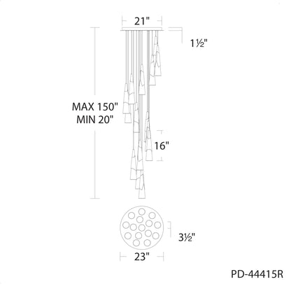 Kilt 15 Light 23" Wide LED Suspension Multi Light Pendant