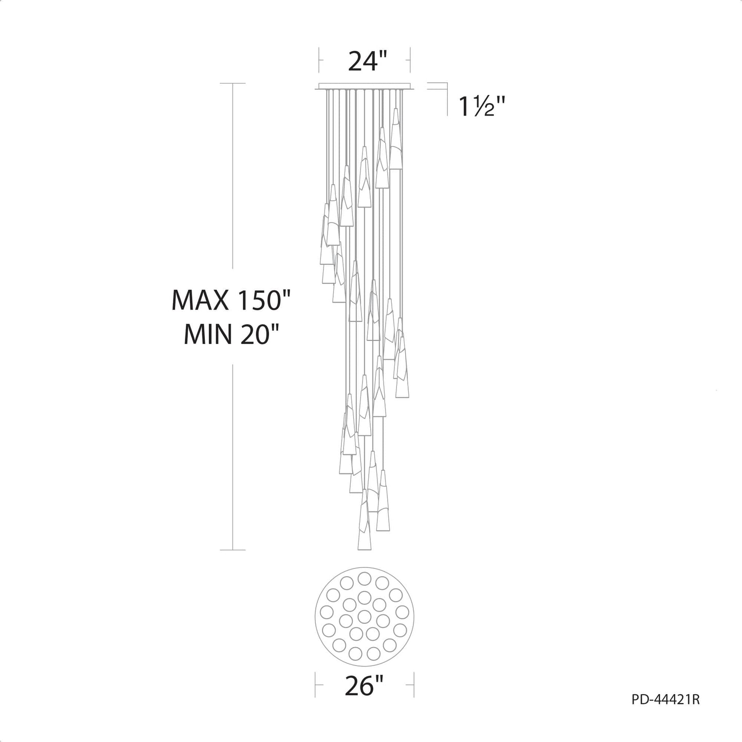 Kilt 21 Light 26" Wide LED Suspension Multi Light Pendant