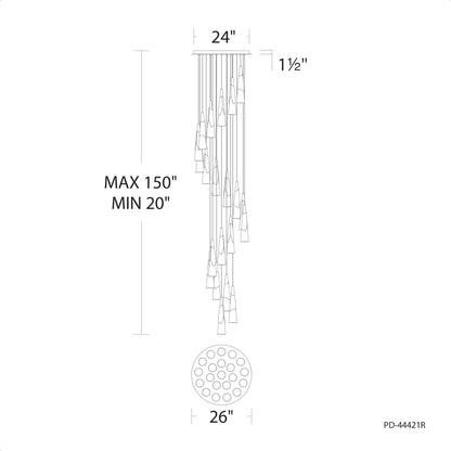 Kilt 21 Light 26" Wide LED Suspension Multi Light Pendant
