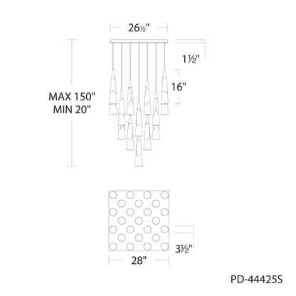 Kilt 25 Light 28" Wide LED Suspension Multi Light Pendant