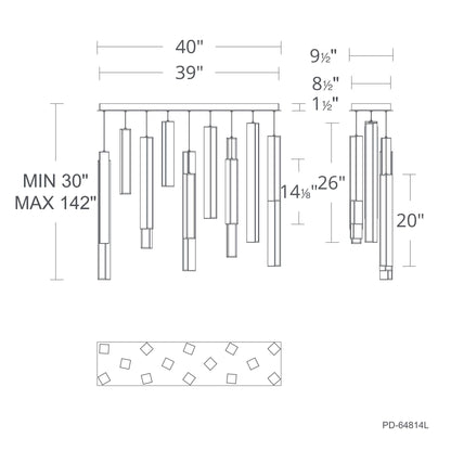 Chaos 14 Light 10" Wide LED Suspension Linear Pendant