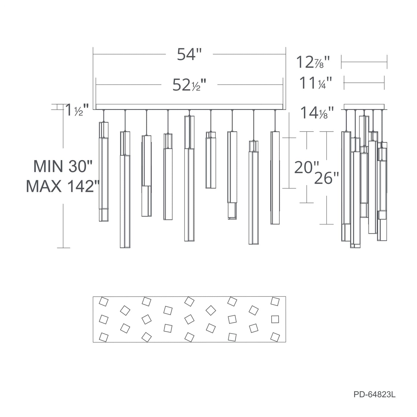 Chaos 23 Light 12" Wide LED Suspension Linear Pendant