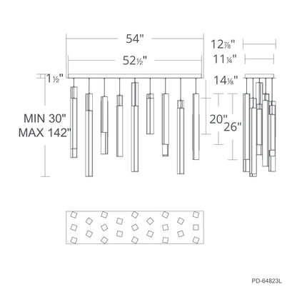 Chaos 23 Light 12" Wide LED Suspension Linear Pendant