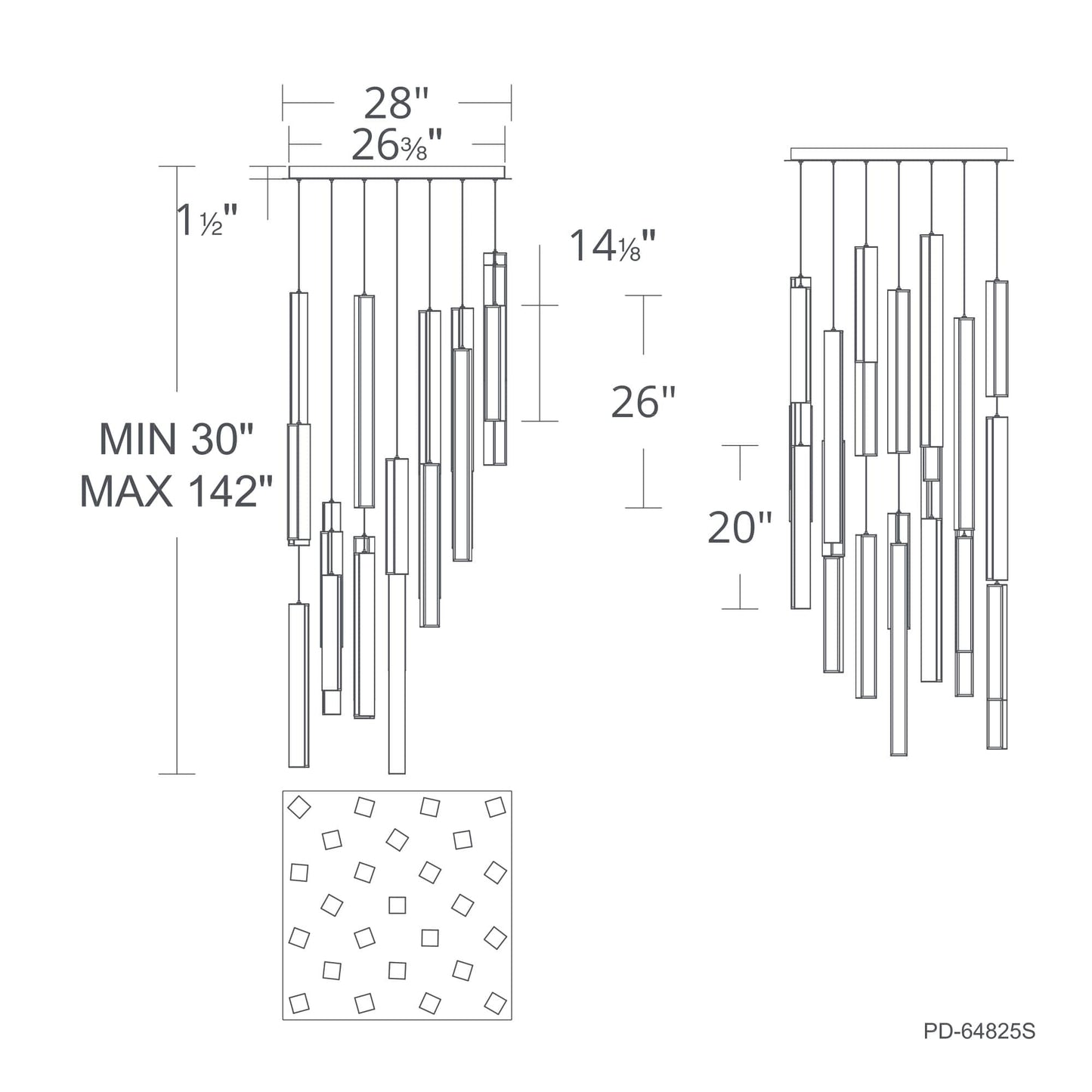Chaos 25 Light 28" Wide LED Suspension Multi Light Pendant