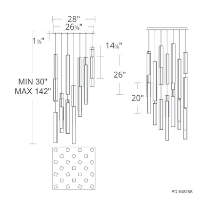Chaos 25 Light 28" Wide LED Suspension Multi Light Pendant