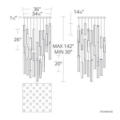 Chaos 41 Light 36" Wide LED Suspension Multi Light Pendant