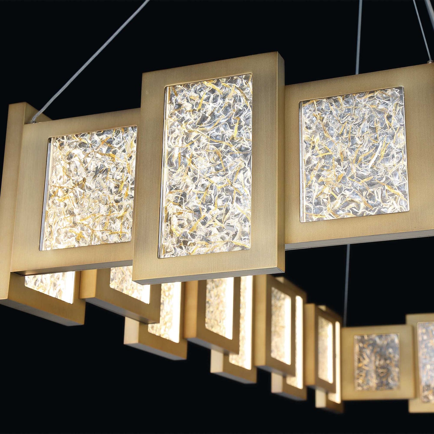 Fury 48" Wide LED Suspended Linear Chandelier with Opal Glass Shade
