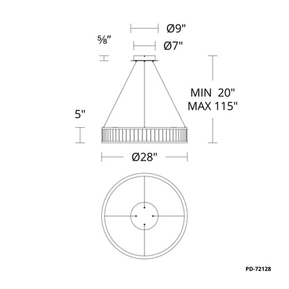 Coliseo 28" Wide 3000K LED Suspension Pendant