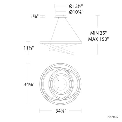 Modern Forms Storm Chaser 35" Wide LED Abstract Chandelier - 3000K