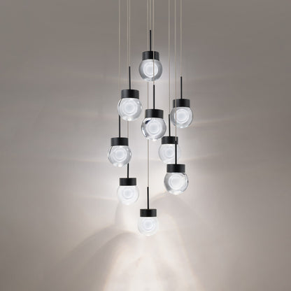 Double Bubble 9 Light 17" Wide LED Suspension Multi Light Pendant