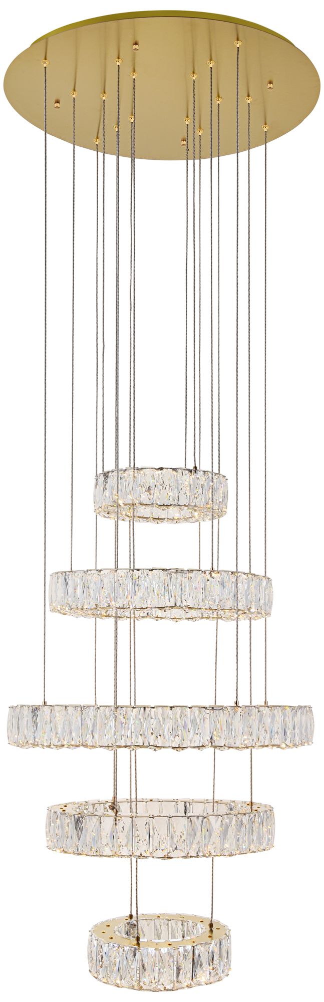 Monroe 25 1/2" Wide Gold and Crystal 5-Tier LED Chandelier
