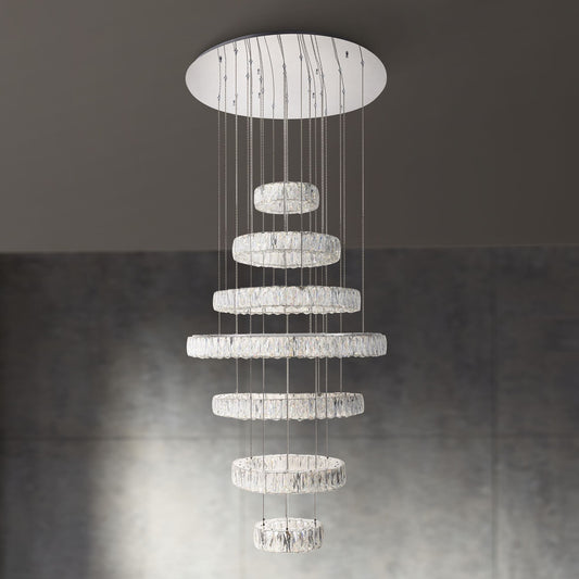 Monroe 33 1/2" Wide Chrome and Crystal 7-Tier LED Chandelier