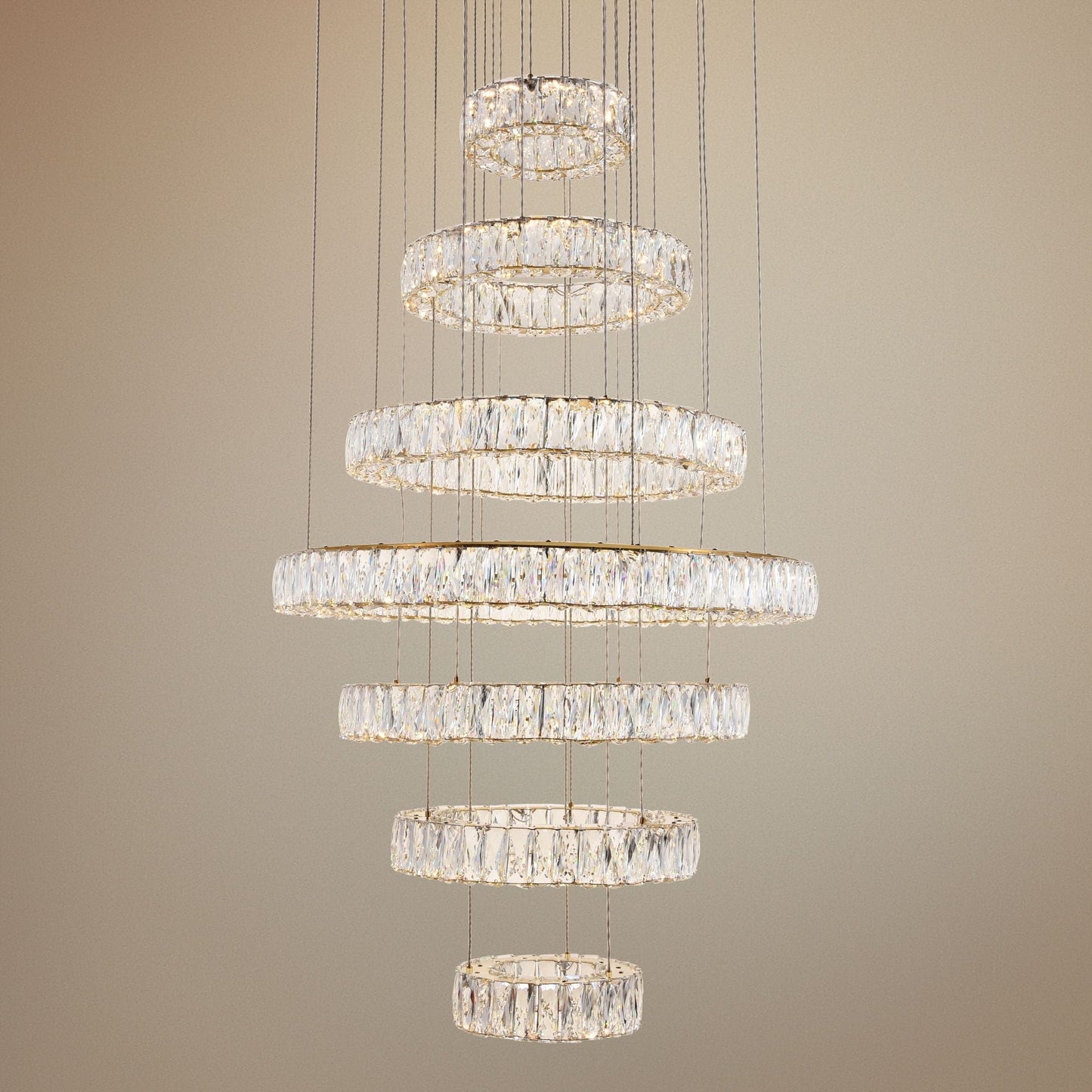 Monroe 34" Wide Gold and Crystal 7-Tier LED Chandelier