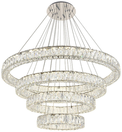 Monroe 42" Wide Chrome and Crystal 4-Tier LED Chandelier