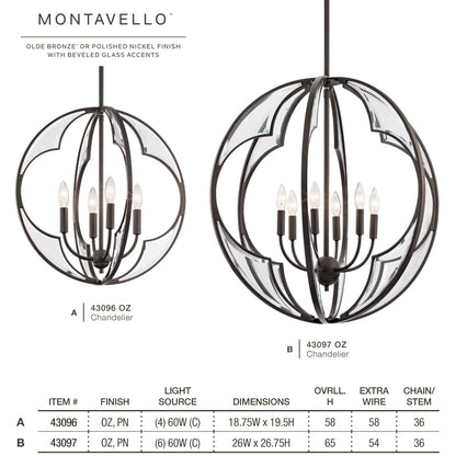 Montavello 6 Light 26" Wide Single Pendant