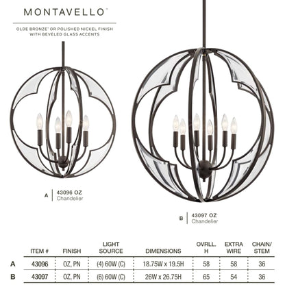 Kichler Montavello 6 Light 26" Wide Single Pendant