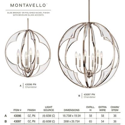Montavello 6 Light 26" Wide Single Pendant