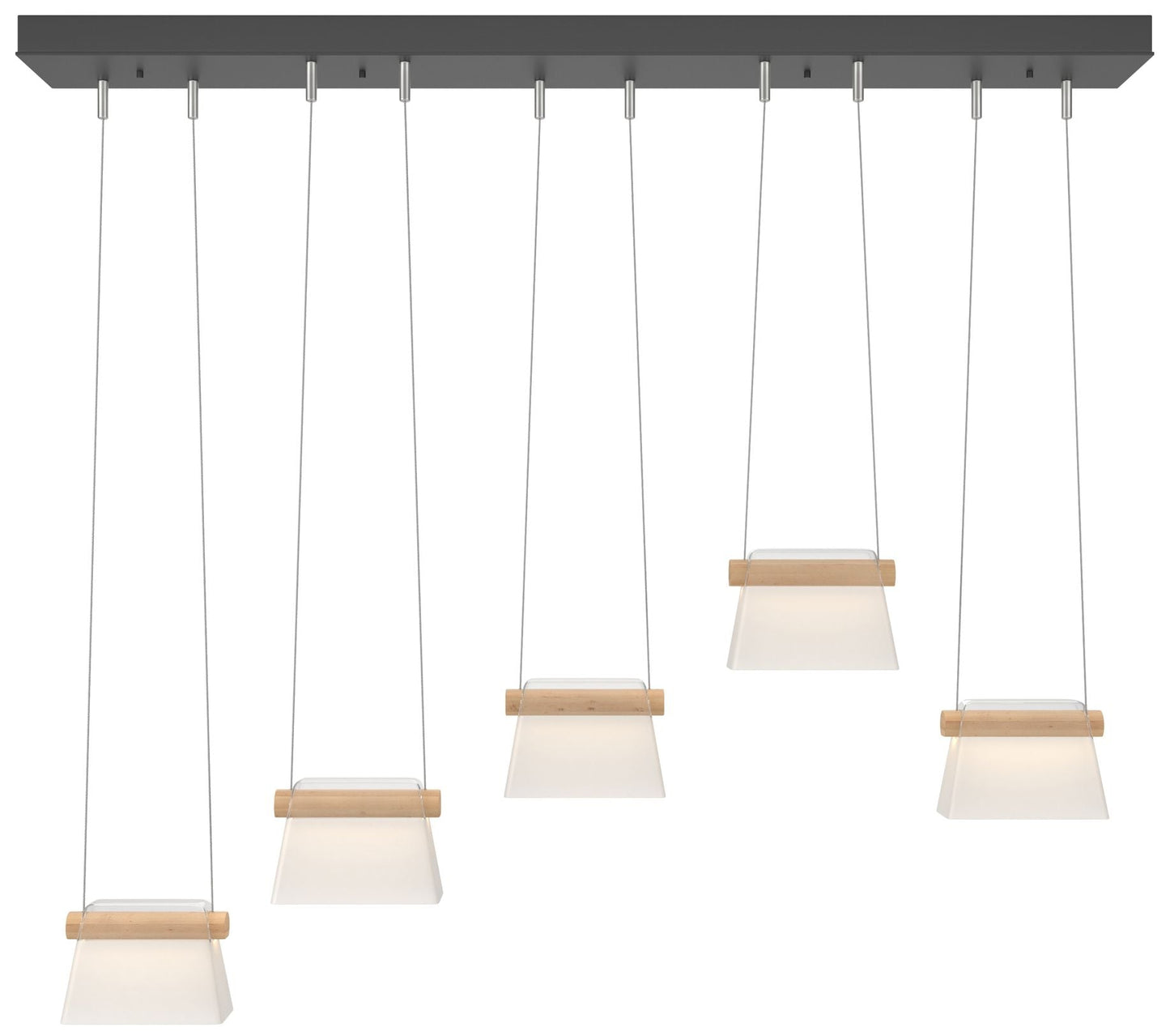 More Cowbell LED Pendant - Black - Maple Wood - Clear - Frosted Diffuser