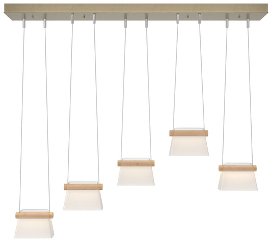 More Cowbell LED Pendant - Gold - Maple Wood - Clear - Frosted Diffuser
