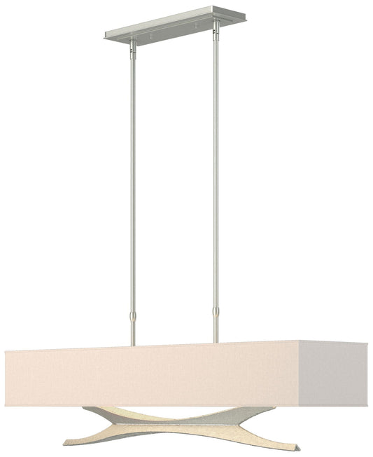 Moreau 42"W Vintage Platinum Standard Pendant With Flax Shade
