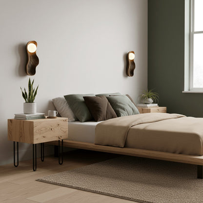 Natura Dual Orb Wooden Wall Sconce
