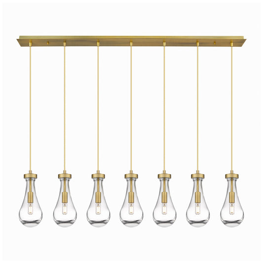 Newton Bell 51.75" Wide 7 Light Matte Black Linear Pendant With Clear