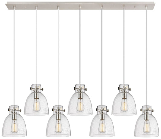 Newton Sphere 51.75" Wide 7 Light Matte Black Linear Pendant w/ White