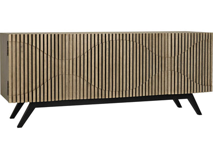 Illusion 78 Inch Walnut Wood Bleached Sideboard with Metal Base