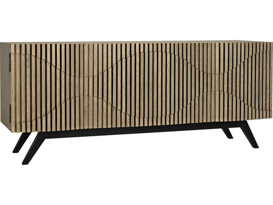 Illusion 78 Inch Walnut Wood Bleached Sideboard with Metal Base
