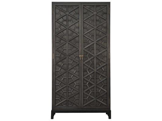 Maharadscha Pale Mahogany Wood Hutch Cabinet with Matte Black Base