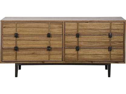 Bourgeois Sideboard Walnut and Metal with Linear Carvings