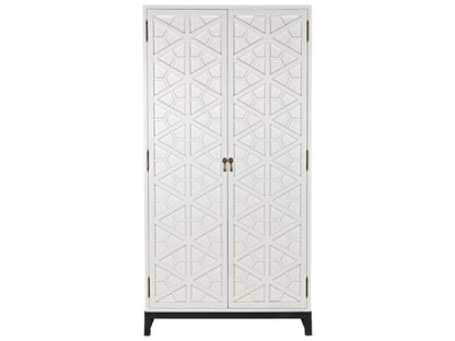Maharadscha Solid White Mahogany Wood Hutch with Matte Black Base