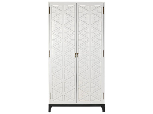Maharadscha Solid White Mahogany Wood Hutch with Matte Black Base