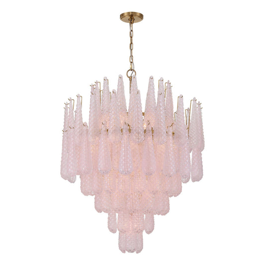 Ollie 33.25'' Aged Brass Chandelier Pink 33.25"W x 40.75"H x 33.25"D
