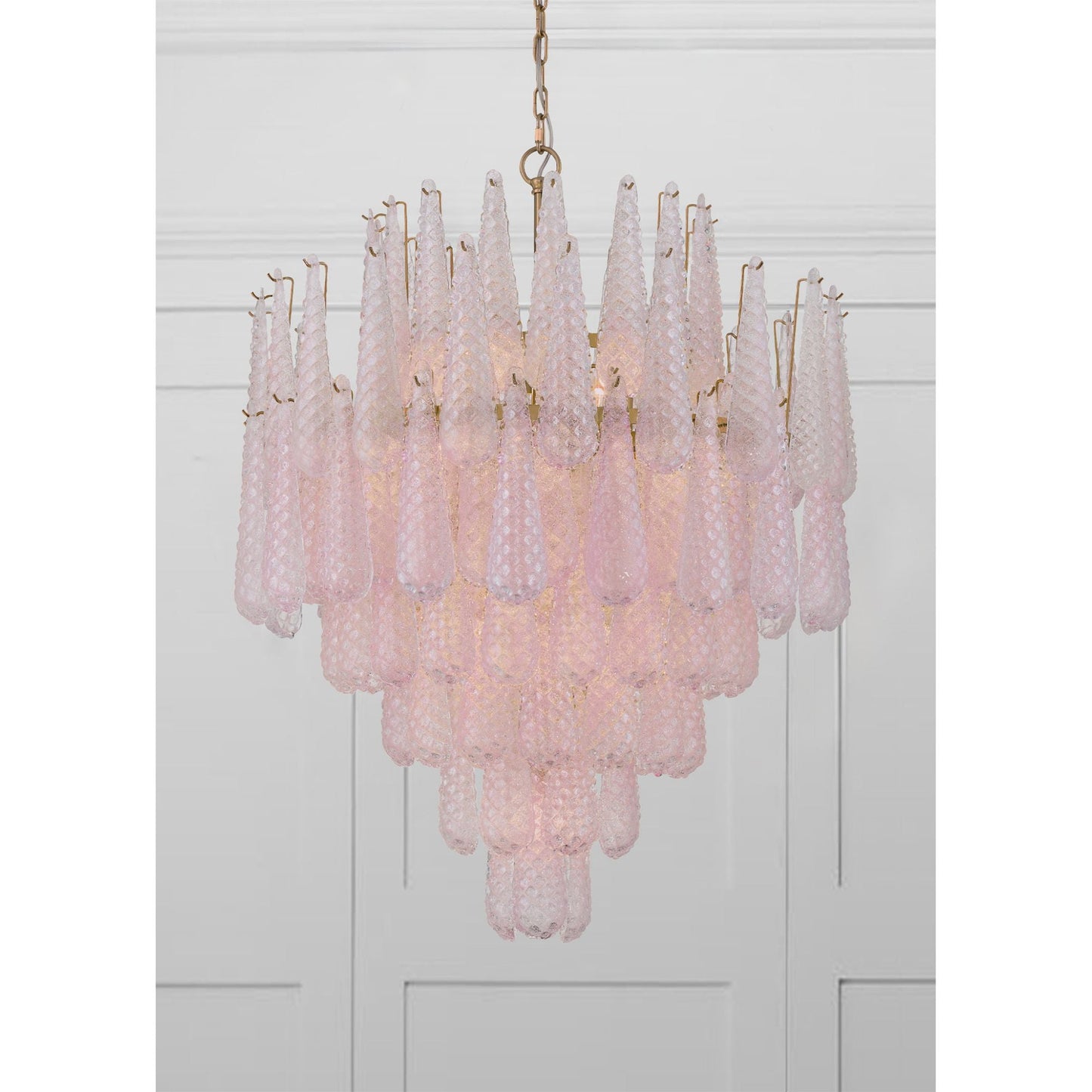Ollie 33.25'' Aged Brass Chandelier Pink 33.25"W x 40.75"H x 33.25"D