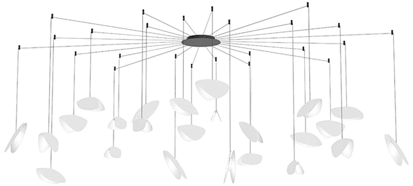 Papillons??36"W Satin White 24-Light LED Pendant Light