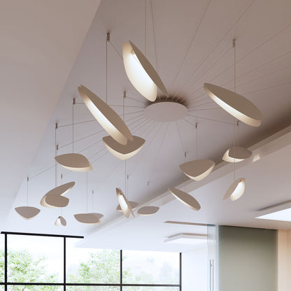 Papillons??36"W Satin White 24-Light LED Pendant Light