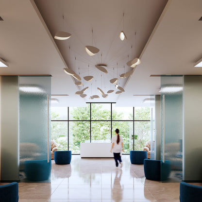 Papillons??36"W Satin White 24-Light LED Pendant Light