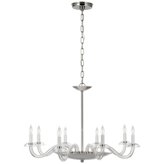 Paloma Contreras Brigitte Large Chandelier in Clear Glass and Polished Nickel Ceiling Light W34.75" x H23.25"