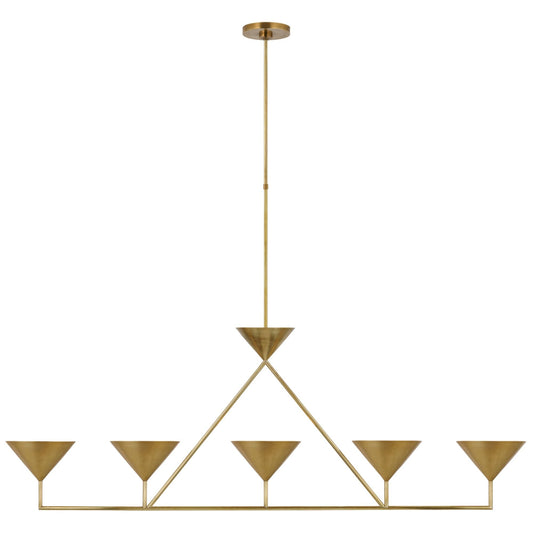 Paloma Contreras Orsay XL 5-Light Linear Chandelier in Hand-Rubbed Antique Brass Ceiling Light W60.25" x 8.25"