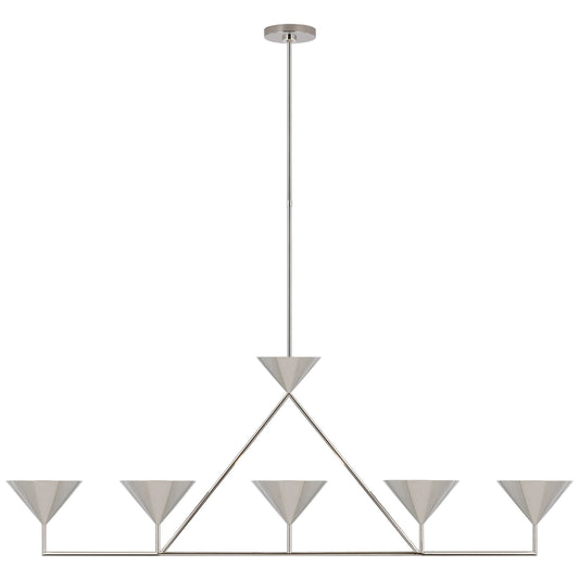 Paloma Contreras Orsay XL 5-Light Linear Chandelier in Polished Nickel Ceiling Light W60.25" x 8.25"